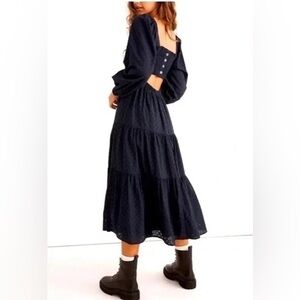 Madewell navy eyelet cut out dress